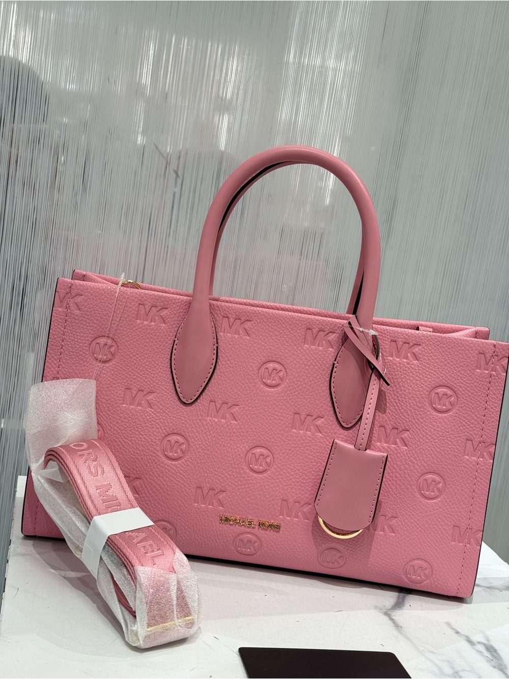 MICHAEL KORS Mirella Medium Logo Debossed Satchel